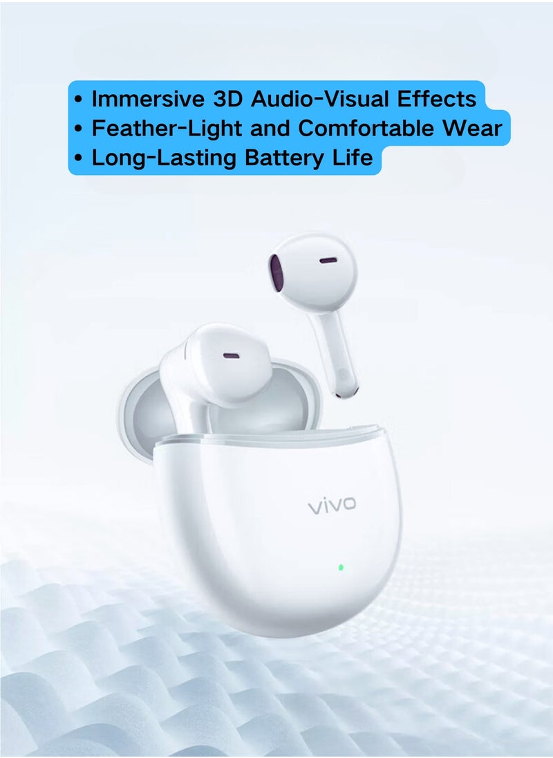 vivo - TWS A2 True Wireless Earbuds with Bluetooth 5.3, Ultra-Lightweight, Gaming-Grade Latency, Semi-In-Ear Design, High-Fidelity Sound, IP54 Water Resistance, White Color, China Special Edition - Image 1