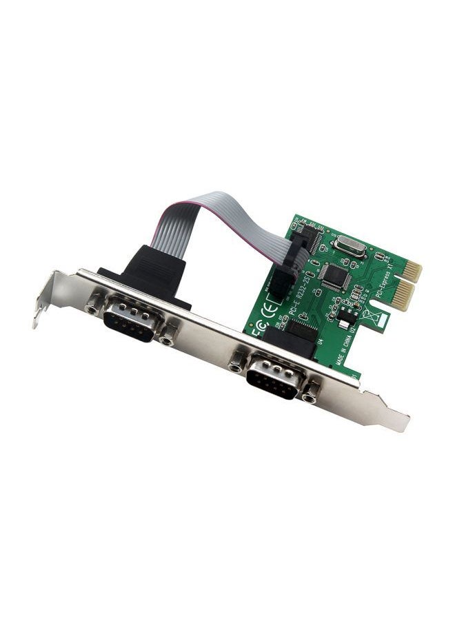 NIBEMINENT 2 Port PCI-E To RS232 Interface Expansion Card COM Adapter Green/Silver/Black  - Image 1