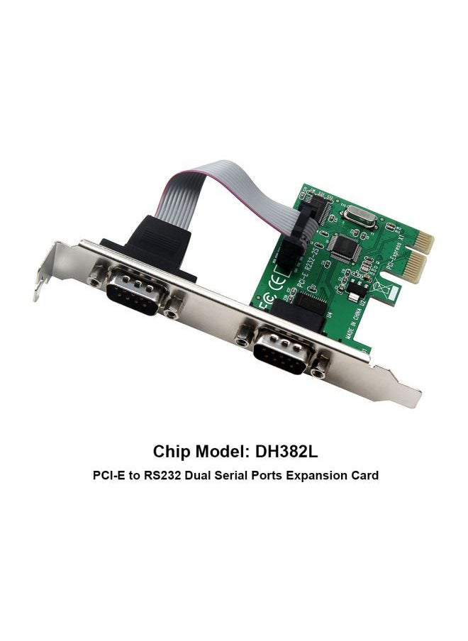 NIBEMINENT 2 Port PCI-E To RS232 Interface Expansion Card COM Adapter Green/Silver/Black  - Image 3