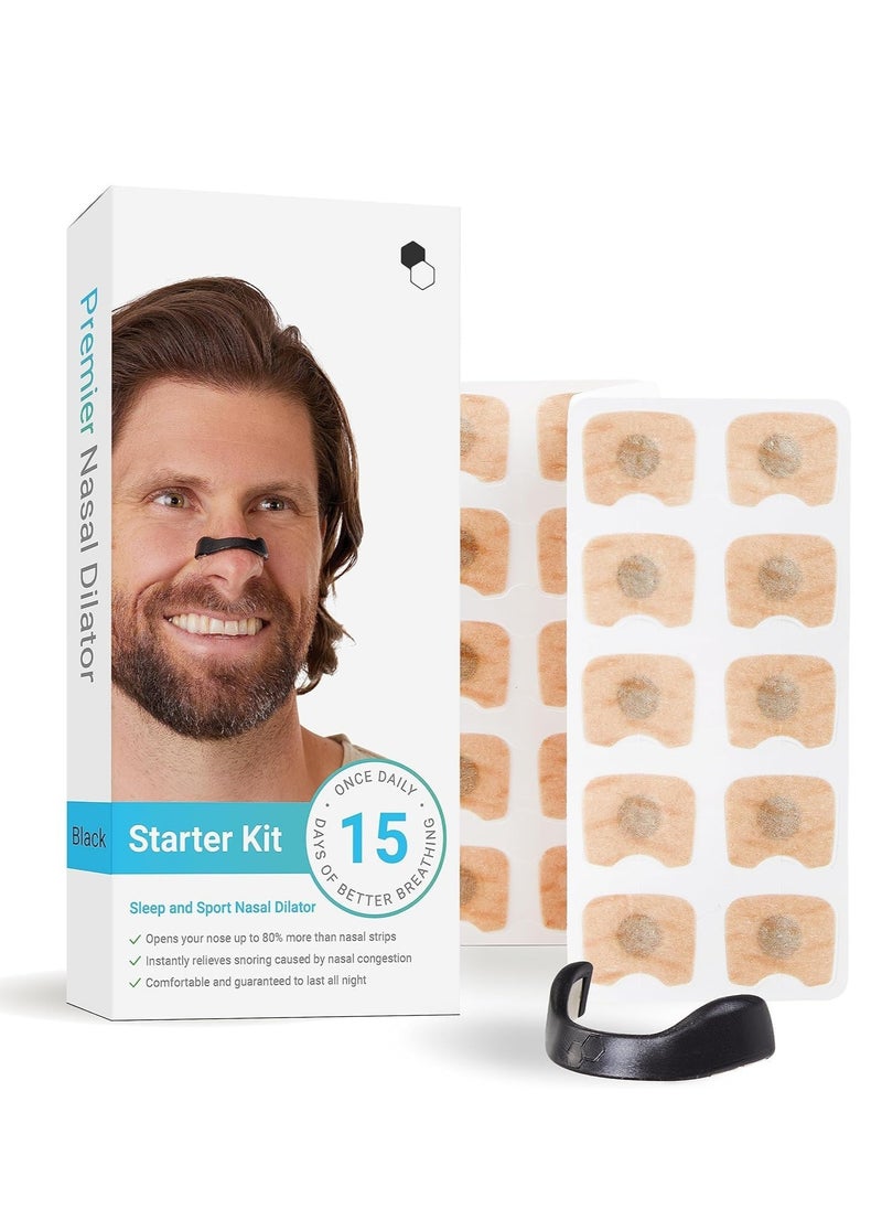 Generic Intake Breathing Nasal Strip Starter Kit (15 Count Black) - Boost Oxygen Intake, Reduce Snoring, Improve Sleep Quality - Sweat Resistant, Skin Safe Nasal Strips - Extra Strength Snoring Solution  - Image 1