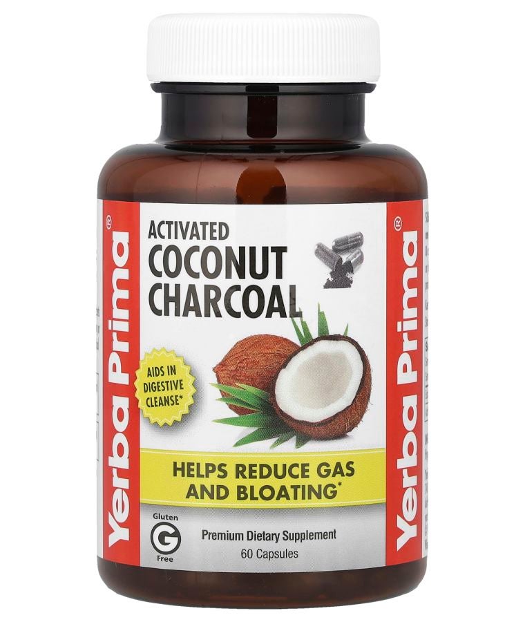 Yerba Prima Activated Coconut Charcoal 60 Capsules (130 mg per Capsule)
