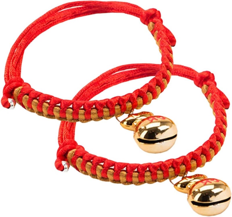 Adjustable Woven Cat Collar 20x3cm With Bell Heart for Kittens Small Dogs - Image 1