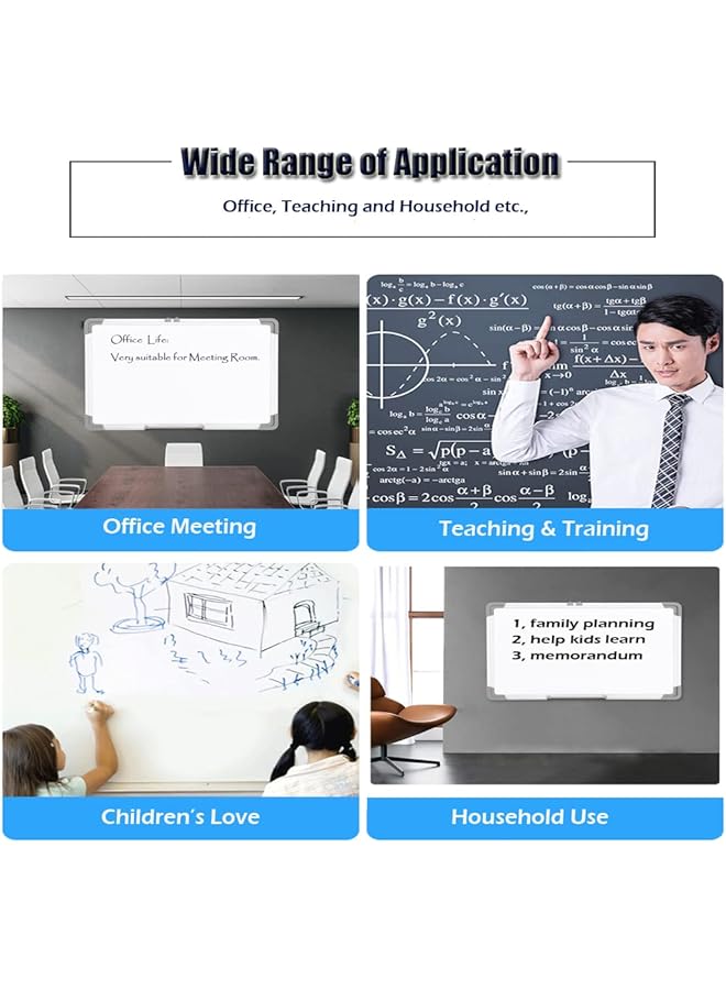 erorex Magnetic Double Sided White Board Chalkboard Blackboard Dry Wipe Message Bulletin Board With 1 Eraser 3 Markers 4 Magnetics And 1 Accessory Tray For Home Office School 60 * 45Cm Al Frame  - Image 4