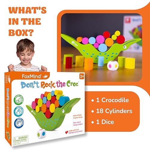 FoxMind Games Don't Rock The Croc, Toddler Boy Girl Games, Kids Games 3-5, Multiplayer 3 Year Old Board Games for Family Fun - Image 3
