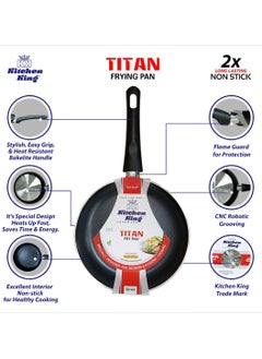 Kitchen King Kitchen King Titan Fry Pan, Non Stick Egg Pan with Heat Resistant Handle, Even Heat, PFOA Free, FDA Approved, Durable & Ideal for Healthy Cooking, 22cm  - Image 3
