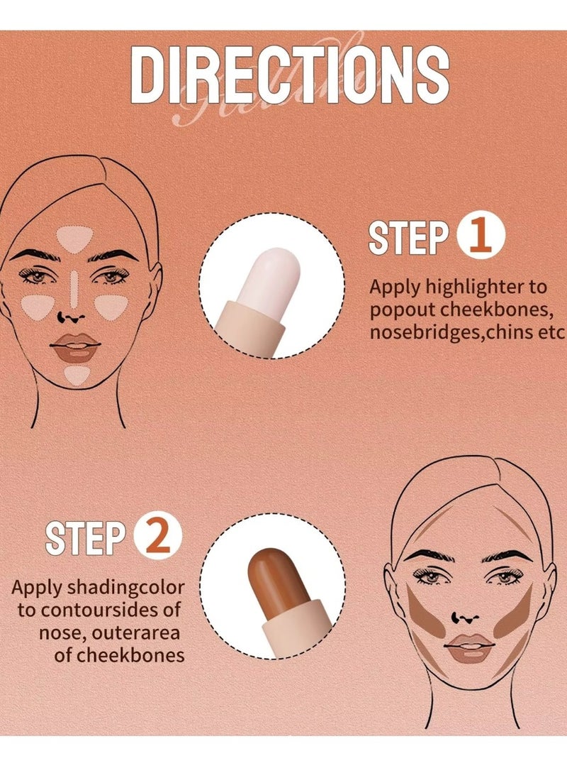HelloKiss - 2 in 1 Concealer Stick Highlighter and Contour Stick for Face Shaping and Contouring Multi Makeup Stick Concealer Contour Highlighter Stick Cream Light Ivory Light Coffee 02 - Image 1