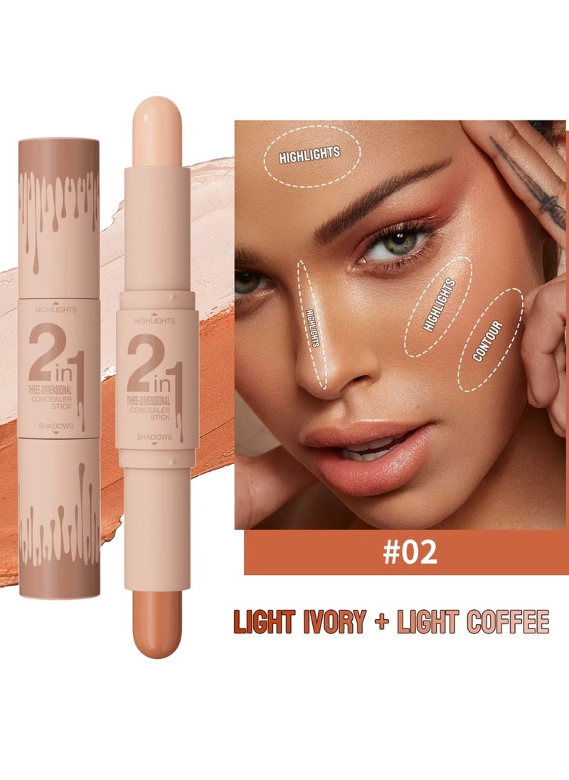 HelloKiss - 2 in 1 Concealer Stick Highlighter and Contour Stick for Face Shaping and Contouring Multi Makeup Stick Concealer Contour Highlighter Stick Cream Light Ivory Light Coffee 02 - Image 1