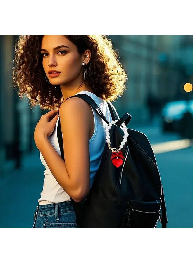 قلائد قلب سوداء مائلة للخضرة مع لآلئ مزيفة لتزيين الأكواب وزجاجات المياه والمفاتيح - Image 4