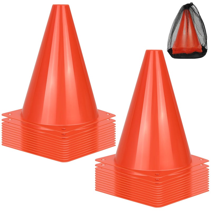 PXZBLG 24pcs Soccer Cones, 7 Inch Soccer Cones, Plastic Traffic Cones, Training Cones for Basketball Football Skating Drills Practice - Image 1