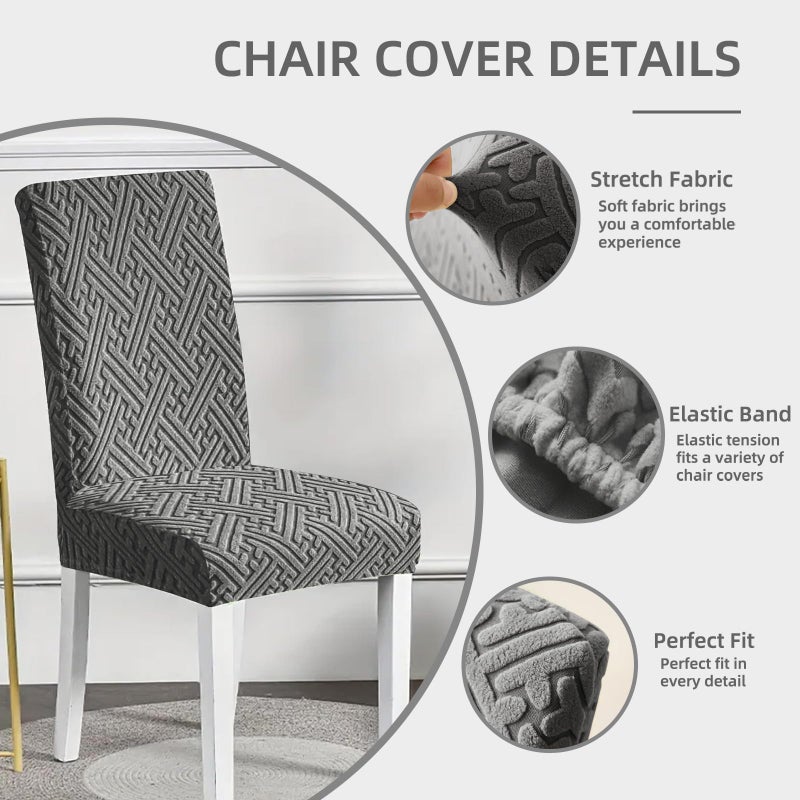 Promindflyplka Chair Covers, Stretch Jacquard Dining Room Chair Covers Set of 6, Cat Scratch Resistant Washable Chair Covers for Dining Chairs, Removable Chair Protectors for Dining Room, Kitchen, Hotel, Ceremony - Image 2