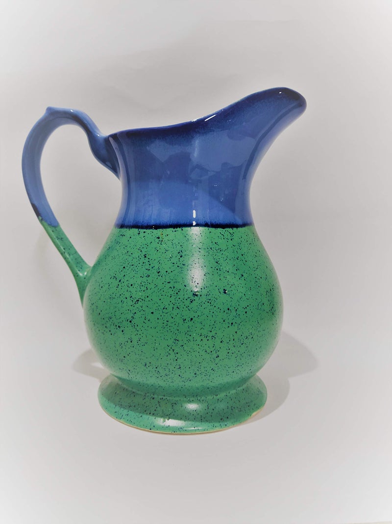 Caffeine Ceramic Handmade Stoneware Green & Blue Water Jug (Set of 1, 1400 ml Dishwasher & Microwave Safe) - Image 1