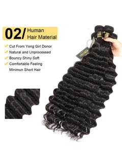 QTHAIR 14A Loose Deep Wave Human Hair Bundle Peruvian Virgin Hair 16 16 16Inch Deep Wave 3 Bundles 100% Unprocessed Deep Wave Bundles Natural Black Color Double Weft For Black Women  - Image 2
