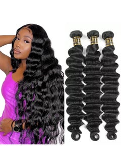 QTHAIR 14A Loose Deep Wave Human Hair Bundle Peruvian Virgin Hair 16 16 16Inch Deep Wave 3 Bundles 100% Unprocessed Deep Wave Bundles Natural Black Color Double Weft For Black Women  - Image 1