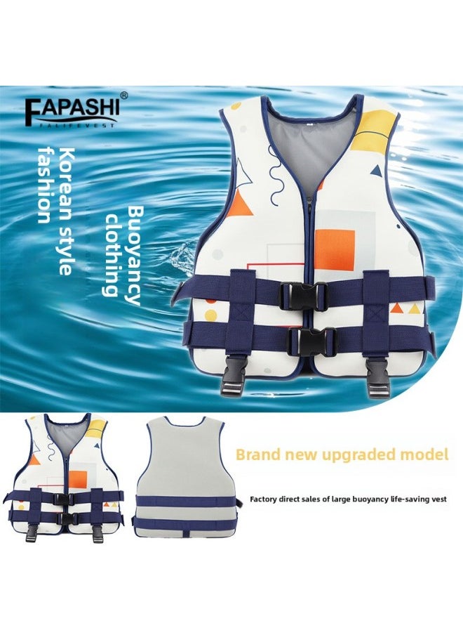 Generic Children Adult Outdoor Life Jacket Beach Drifting Special Swimsuit Big Buoyancy Equipment Swimming Water Vest Life Saving-Color:Geometric Figure Xs Code  - Image 2