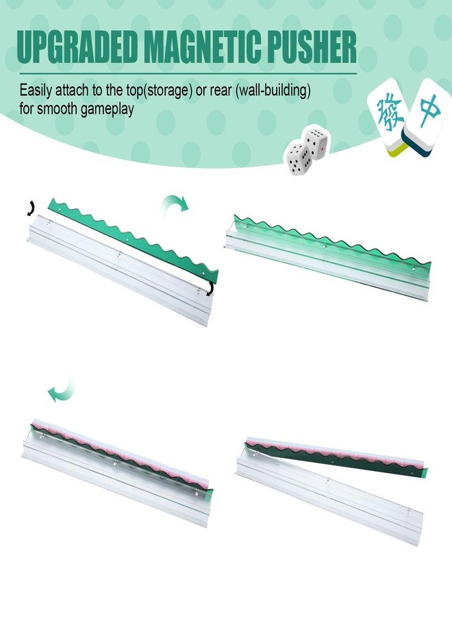 DoubleFill مجموعة DoubleFill المكونة من 4 قطع من رفوف وأدوات دفع قطع لعبة ما جونغ، حوامل أكريليك متكاملة، رفوف مغناطيسية لتنظيم قطع ما جونغ، سهلة الاستخدام لأمسيات الألعاب المنزلية (حواف مزخرفة، ألوان زاهية) - Image 3