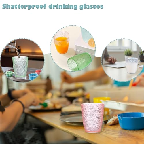IEFFPIN 4 PCS Colored Plastic Drinking Glasses, Reusable Acrylic Drinking Cups, Stackable Juice Glasses Drinkware, Unbreakable Water Tumblers, BPA Free, Dishwasher Safe, 290 ML/10 OZ (4 Colors) - Image 5