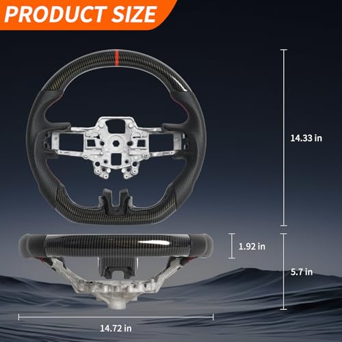 JIANGGAI Steering WheelHYDRO DIP CAR Carbon Fiber Flat Sport Steering Wheel Fit For Mustang 20182023 Shelby GT500GT350 Not Heated JIANGGAI - Image 3