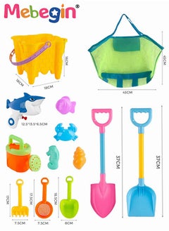 MEBEGIN 12 Piece Sand Castle Building Beach Toys With Mesh Bag For Outdoor Play,Including Watering Can, Rake, Shovel Sand Molds,Travel Sand Toys, Sandbox Toys for Toddlers Kids Boys Baby  - Image 4