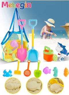 MEBEGIN 12 Piece Sand Castle Building Beach Toys With Mesh Bag For Outdoor Play,Including Watering Can, Rake, Shovel Sand Molds,Travel Sand Toys, Sandbox Toys for Toddlers Kids Boys Baby  - Image 1