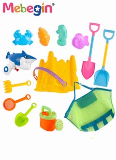 MEBEGIN 12 Piece Sand Castle Building Beach Toys With Mesh Bag For Outdoor Play,Including Watering Can, Rake, Shovel Sand Molds,Travel Sand Toys, Sandbox Toys for Toddlers Kids Boys Baby  - Image 2