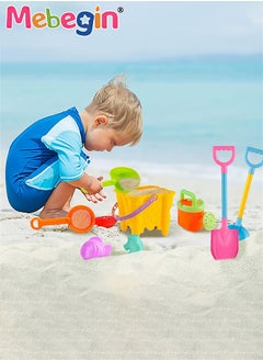 MEBEGIN 12 Piece Sand Castle Building Beach Toys With Mesh Bag For Outdoor Play,Including Watering Can, Rake, Shovel Sand Molds,Travel Sand Toys, Sandbox Toys for Toddlers Kids Boys Baby  - Image 3