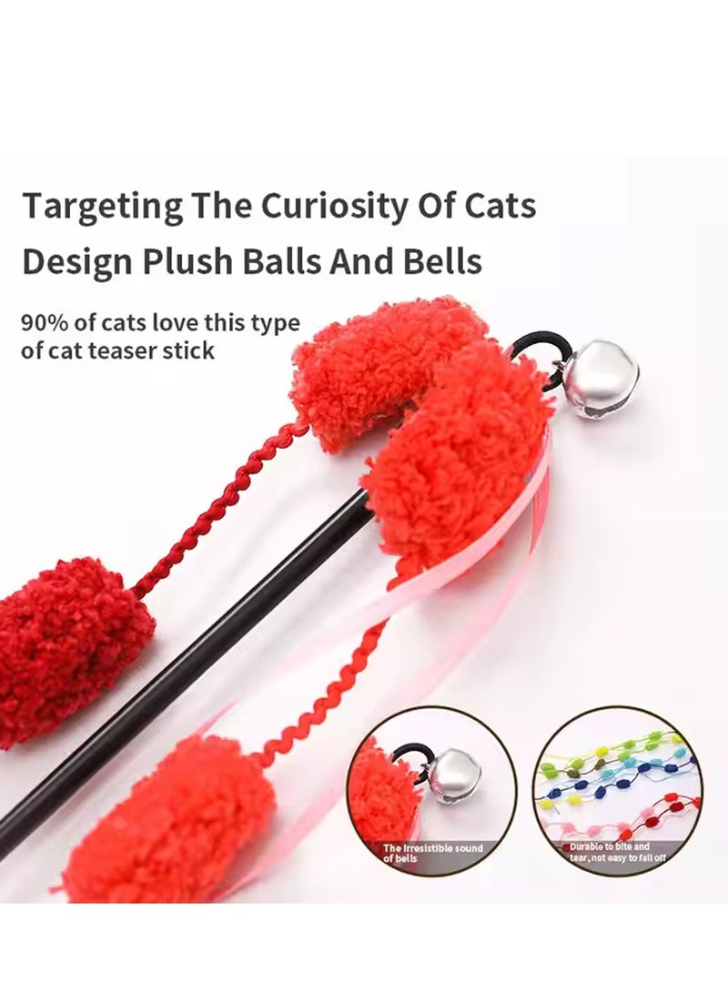 عصا طويلة مع جرس عض للقطط مقاومة للاهتراء، لعبة عصا للقطط - Image 3