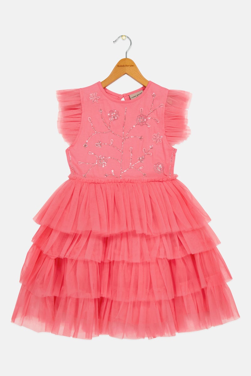 Lunamoon Kids Girl Embellished Dress, Pink - Image 2