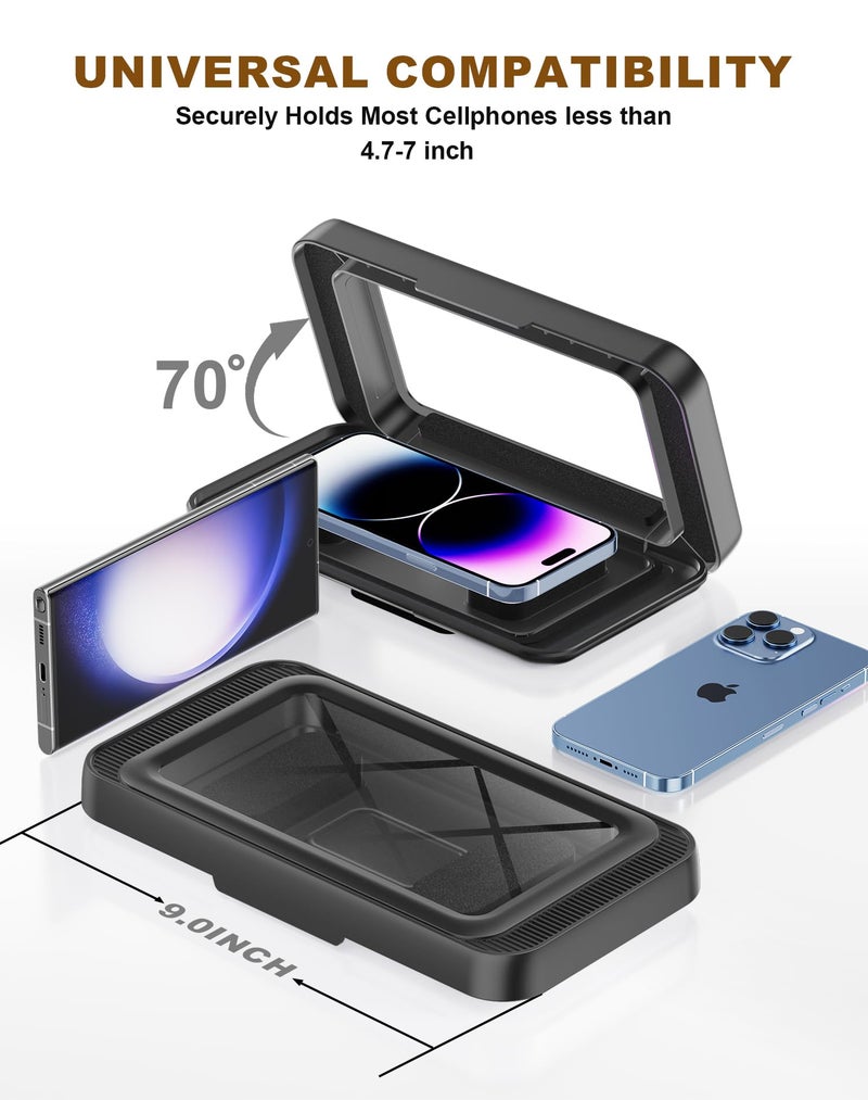 TOCHIO Upgraded Shower Phone Mount Waterproof with Speaker Hole Touch Screen Shower Phone Stand Holder for Bathroom Bathtub Kitchen Wall Mirror for iPhone 1716 15 14 13 12 11 Pro XS XR Max (Black) - Image 5