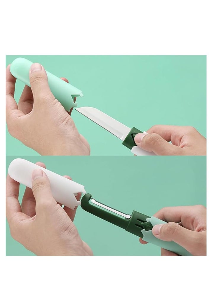 ARNOTEC - 2 in 1 Fruit and Vegetable Peeler Multi Function Small Portable Stainless Steel Pocket Knife Design for Paring and Easy Cutting for Travel Outdoor Camping Kitchen - Image 1