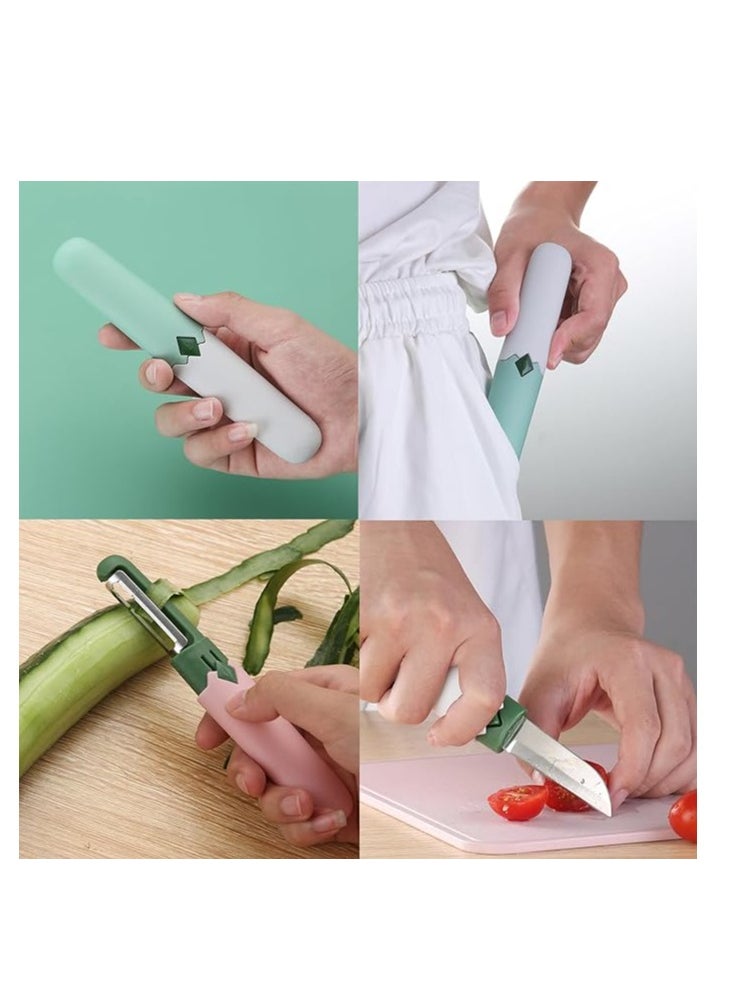 ARNOTEC - 2 in 1 Fruit and Vegetable Peeler Multi Function Small Portable Stainless Steel Pocket Knife Design for Paring and Easy Cutting for Travel Outdoor Camping Kitchen - Image 1