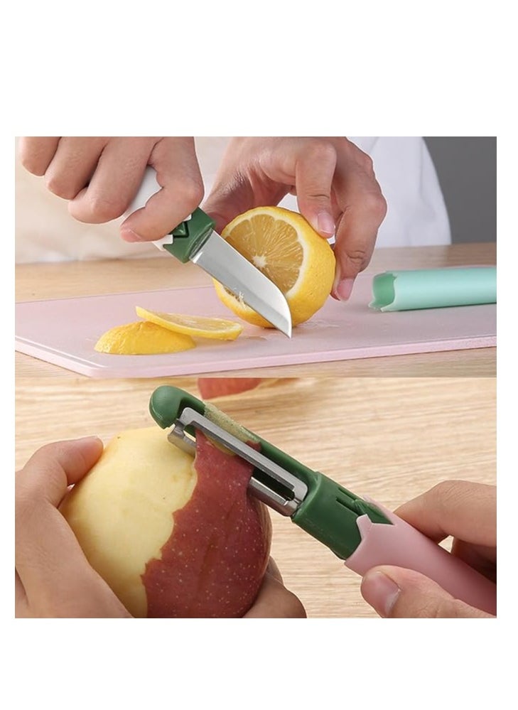 ARNOTEC - 2 in 1 Fruit and Vegetable Peeler Multi Function Small Portable Stainless Steel Pocket Knife Design for Paring and Easy Cutting for Travel Outdoor Camping Kitchen - Image 1