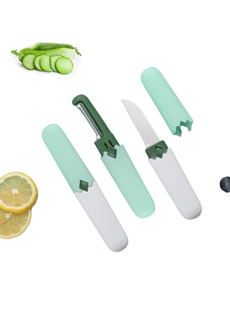 ARNOTEC - 2 in 1 Fruit and Vegetable Peeler Multi Function Small Portable Stainless Steel Pocket Knife Design for Paring and Easy Cutting for Travel Outdoor Camping Kitchen - Image 1