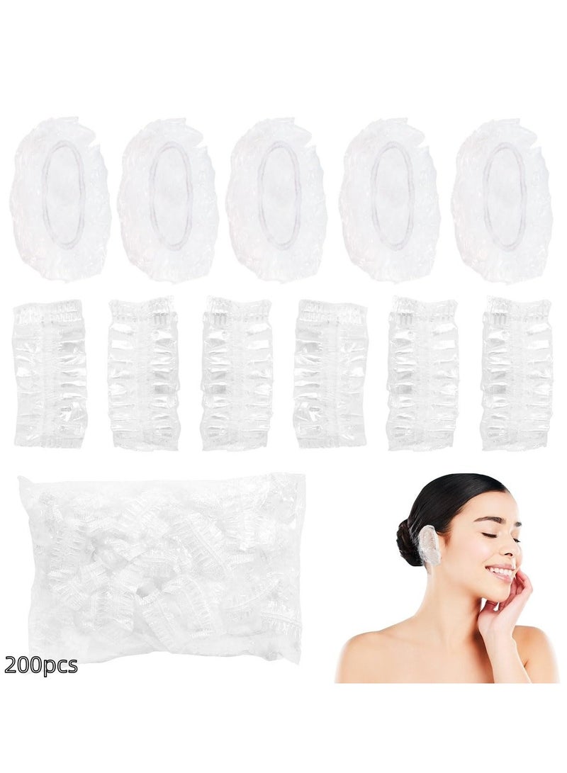 200 Pack Shower, Bathing,Ear Covers Clear Disposable Ear Protectors Waterproof Ear Covers for Hair Dye,Waterproof Plastic Ear Shower Caps - Image 1