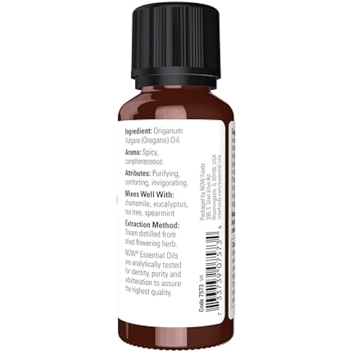 NOW Essential Oils, Oregano Oil, Comforting Aromatherapy Scent, Steam Distilled, 100% Pure, Vegan, Child Resistant Cap, 1-Ounce - Image 2