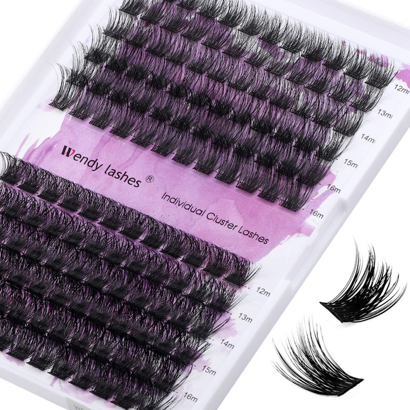 WENDY LASHES Lash Clusters Individual Lashes C/D Curl Cluster Lash Wide-stem Eyelashes Cluster 12-16mm Thin Band Cluster Lashes Soft Wispy Clusters Comfortable Lash Clusters (Natural/Volume+-0.07D, 12-16mm Mixed) - Image 1