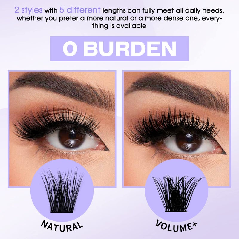 WENDY LASHES Lash Clusters Individual Lashes C/D Curl Cluster Lash Wide-stem Eyelashes Cluster 12-16mm Thin Band Cluster Lashes Soft Wispy Clusters Comfortable Lash Clusters (Natural/Volume+-0.07D, 12-16mm Mixed) - Image 3