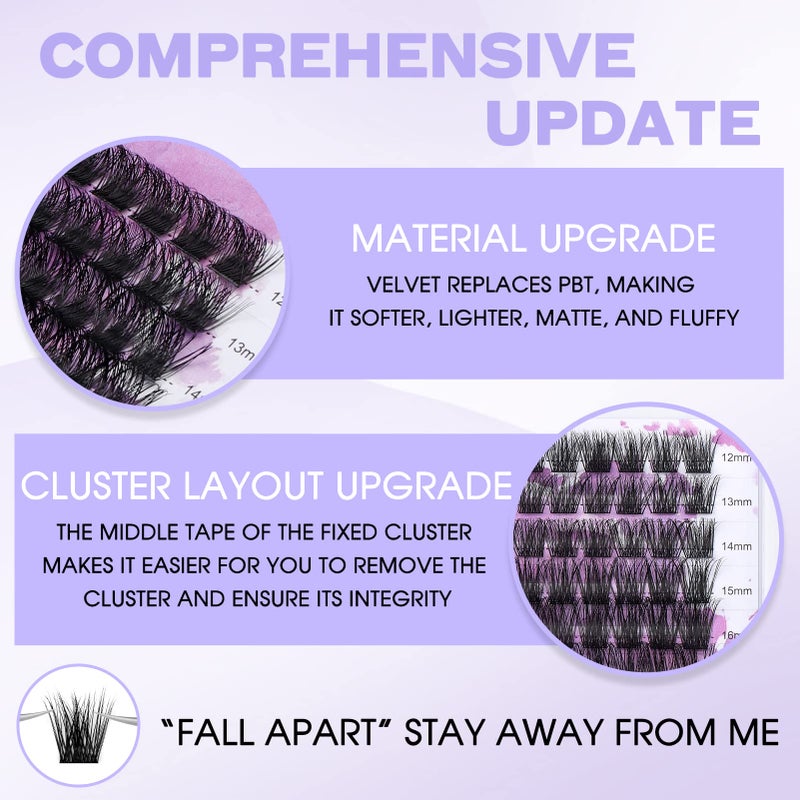 WENDY LASHES Lash Clusters Individual Lashes C/D Curl Cluster Lash Wide-stem Eyelashes Cluster 12-16mm Thin Band Cluster Lashes Soft Wispy Clusters Comfortable Lash Clusters (Natural/Volume+-0.07D, 12-16mm Mixed) - Image 4