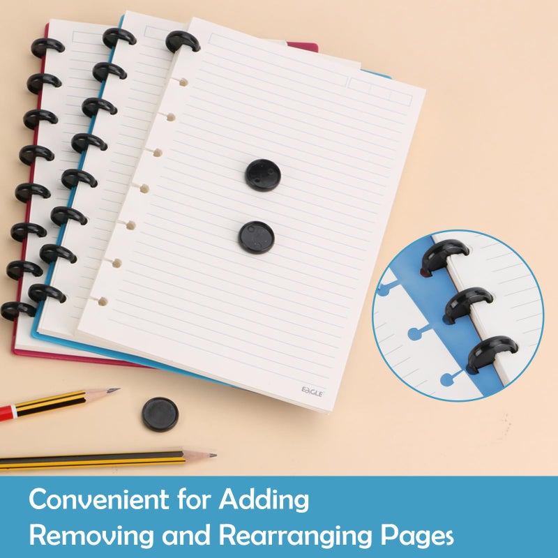 Eagle Discbound Notebook, Customizable Notebook, Junior Size, Poly Cover, 60 Sheets Ruled/Lined Pages (Red) - Image 2