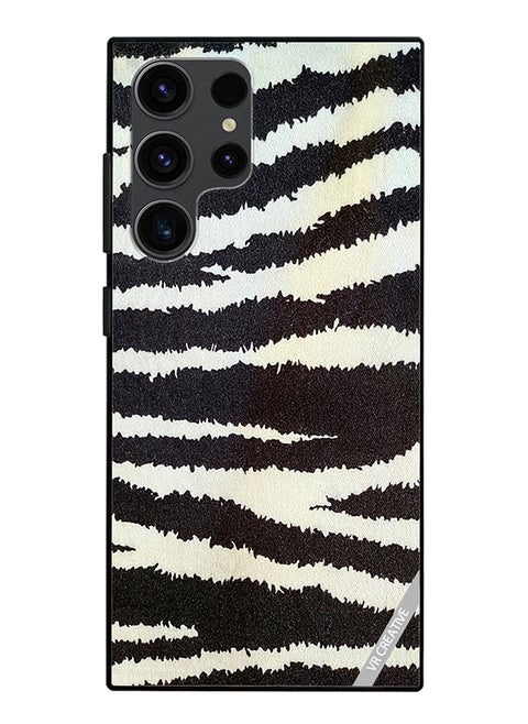 Protective Case Cover For Samsung Galaxy S24 Ultra Cotton Fabric With Zebra Texture Design Multicolour