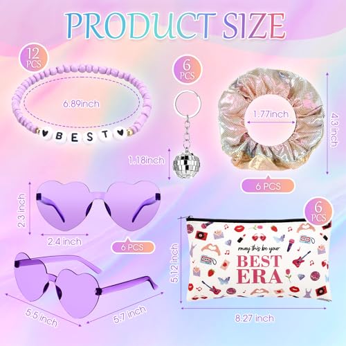 Landical 36 Pcs Friendship Party Favors Bulk Popular Singer Party Favors Include Friendship Bracelet May This Be Your Best Era Cosmetic Bag Disco Keychain Sunglasses Scrunchie Cosmetic Bag for Women Fans Gifts - Image 3