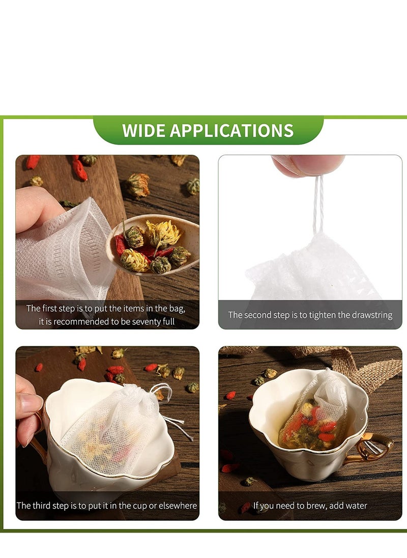 SYOSI - Disposable Drawstring Tea Filter Bags, Safe Natural Unbleached Paper Seal Tea Infuser Drawstring Empty Bag, Empty Bag for Loose Leaf Tea, Coffee, Herb, Spice (100Pcs 3.19 x 3.94 inch ) - Image 1