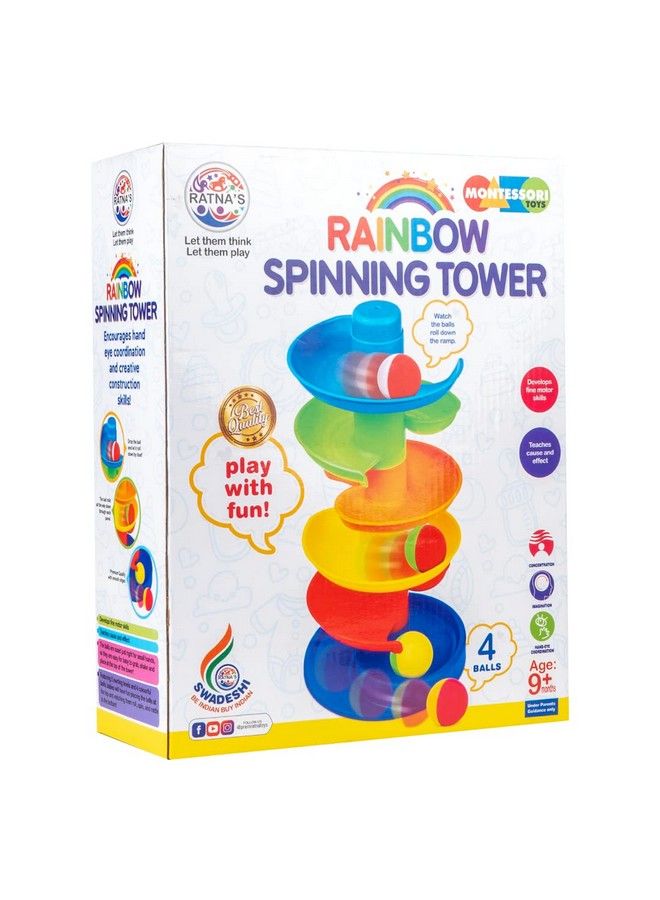 RATNA'S Rainbow Spinnig Tower Ball ; Baby And Toddler Educational Toys Safe And Non Toxic For Infants Multicolor - Image 2