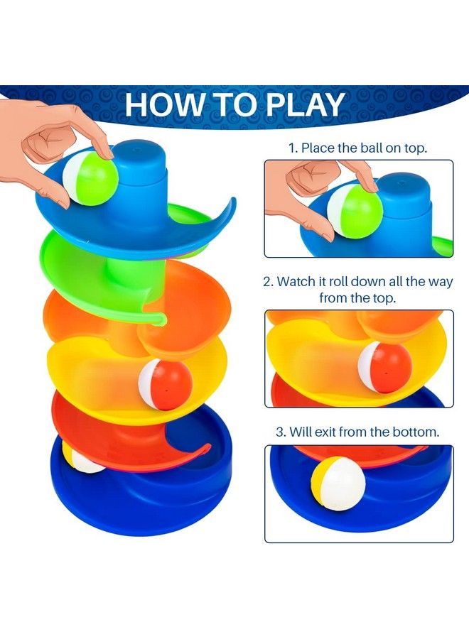RATNA'S Rainbow Spinnig Tower Ball ; Baby And Toddler Educational Toys Safe And Non Toxic For Infants Multicolor - Image 4