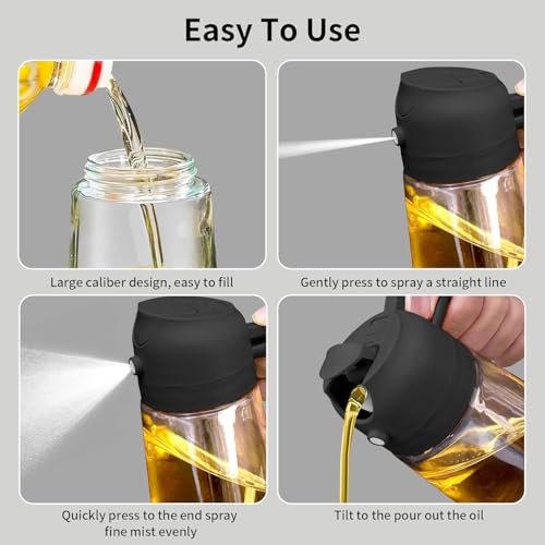 GOPI 500ml 2 in 1 Glass Oil Sprayer and Dispenser Bottle, Premium Nozzle, Multi Color (2 IN 1 OIL DISPENSER AND SPRAYER) - Image 3