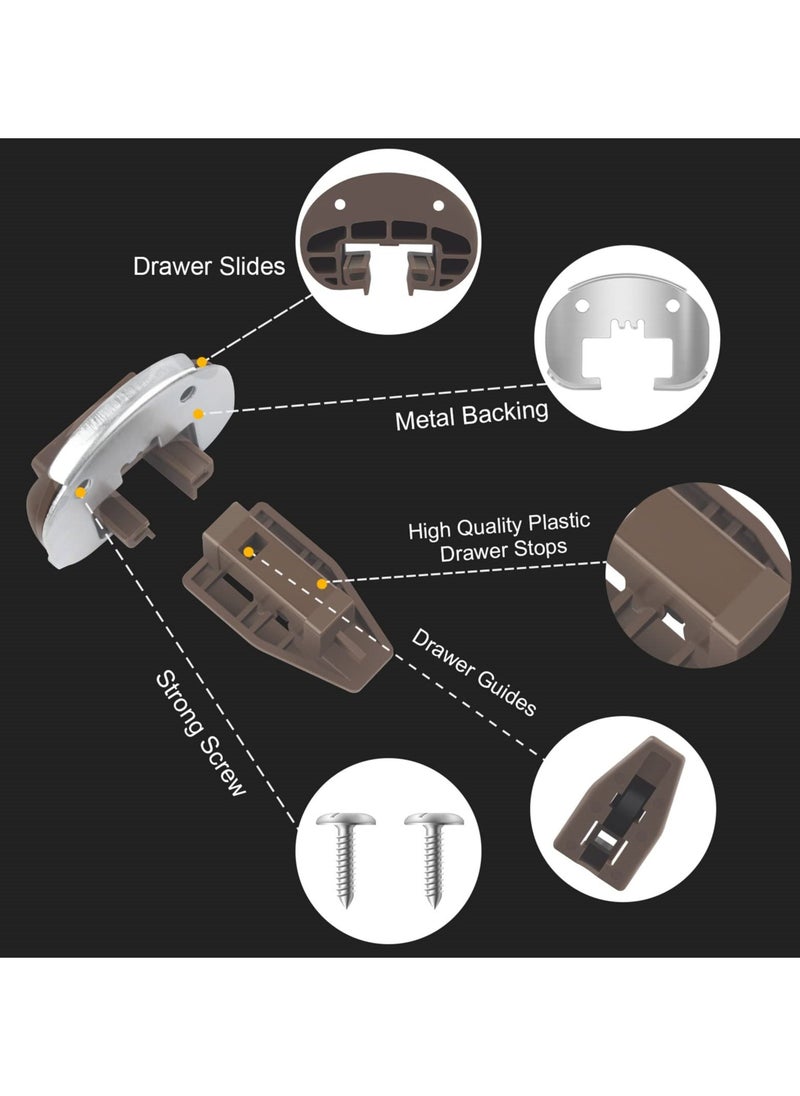 Y&D - Drawer Guide Kit - Compatible with Rite-Trak II Model #168 5 Sets of Dresser Slides Metal Backing and Stop Roller - Image 1