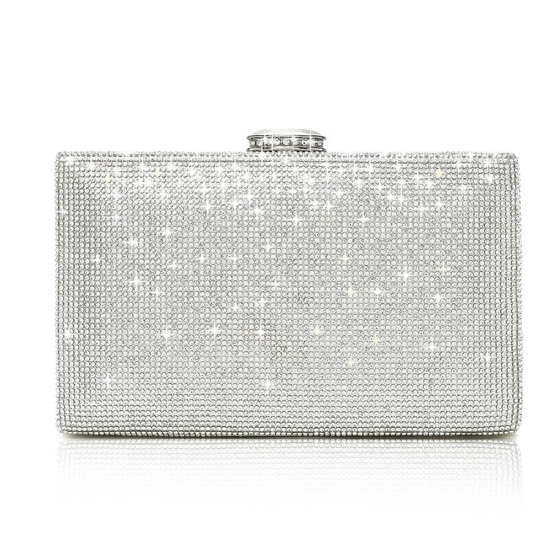 CARIEDO Women's Rhinestones Evening Handbag Crystal Clutch Bridal Purse for Wedding Prom Night Out Party(SILVER) - Image 1