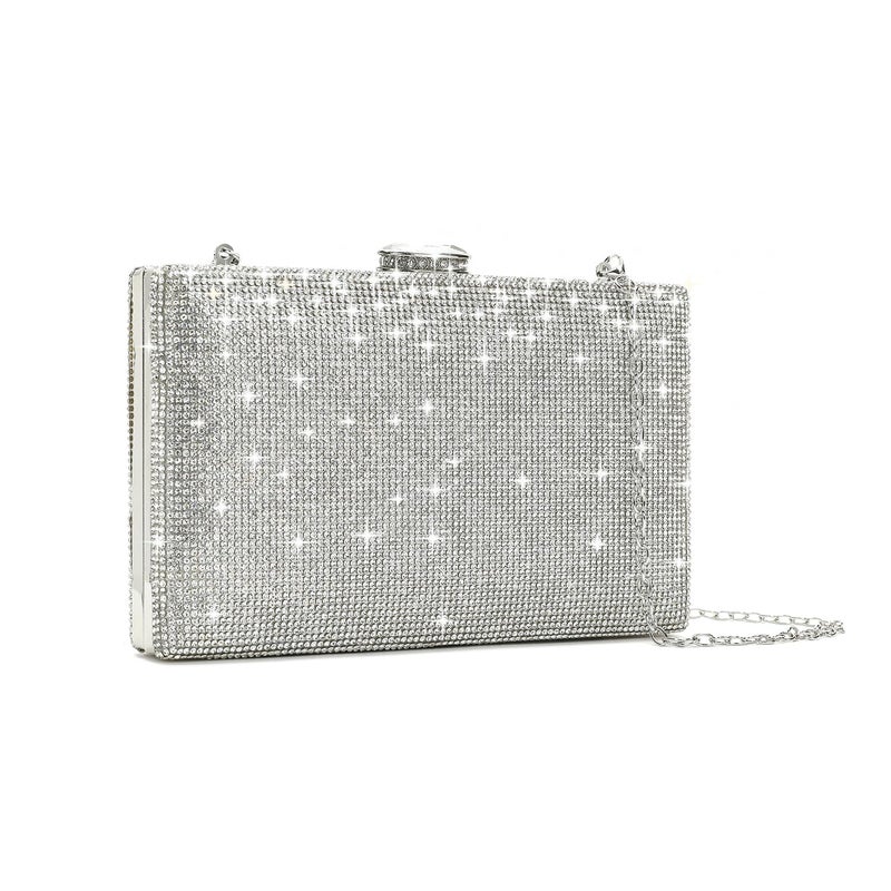 CARIEDO Women's Rhinestones Evening Handbag Crystal Clutch Bridal Purse for Wedding Prom Night Out Party(SILVER) - Image 3