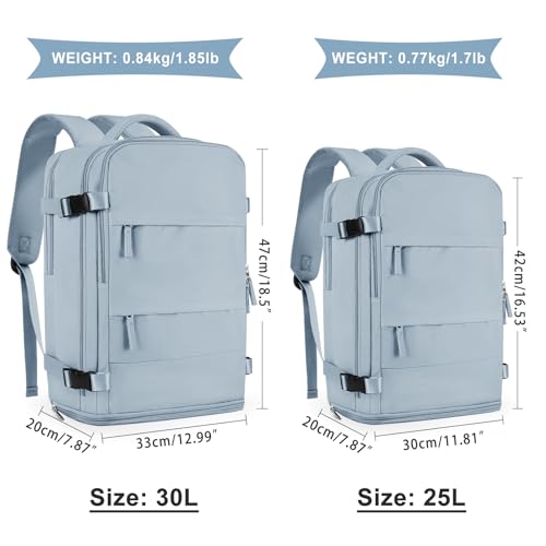 coowoz Large Travel Backpack For Women Men,Carry On Backpack Flight Approved,Hiking Backpack Waterproof Outdoor Rucksack Casual Daypack Fit 15.6 Inch Laptop Shoes Compartment,30L (Gray Blue) - Image 3