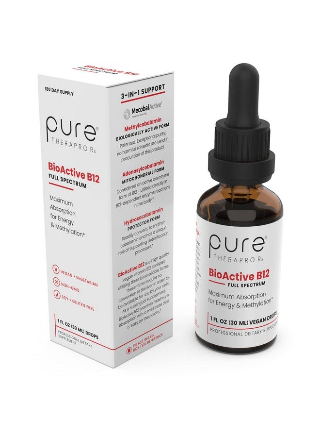 Pure Therapro Rx Bioactive Vegan Vitamin B12 Sublingual Liquid Supplement (4 Drops A Day For A 180Day Supply) B12 Liquid Vitamin Drops With Hydroxocobalamin Adenosylcobalamin & Methylcobalamin 1000 Mcg Per Drop - Image 2