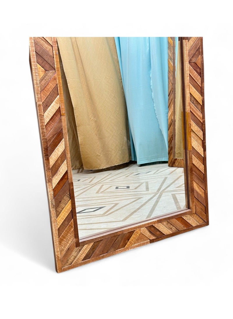 Wooden Twist Wooden Twist Nuzzle Traditional Rectangular Hand-Carved Mango Wood Decorative Wall Standing Frame Mirror (60 X 24 Inch)  - Image 4
